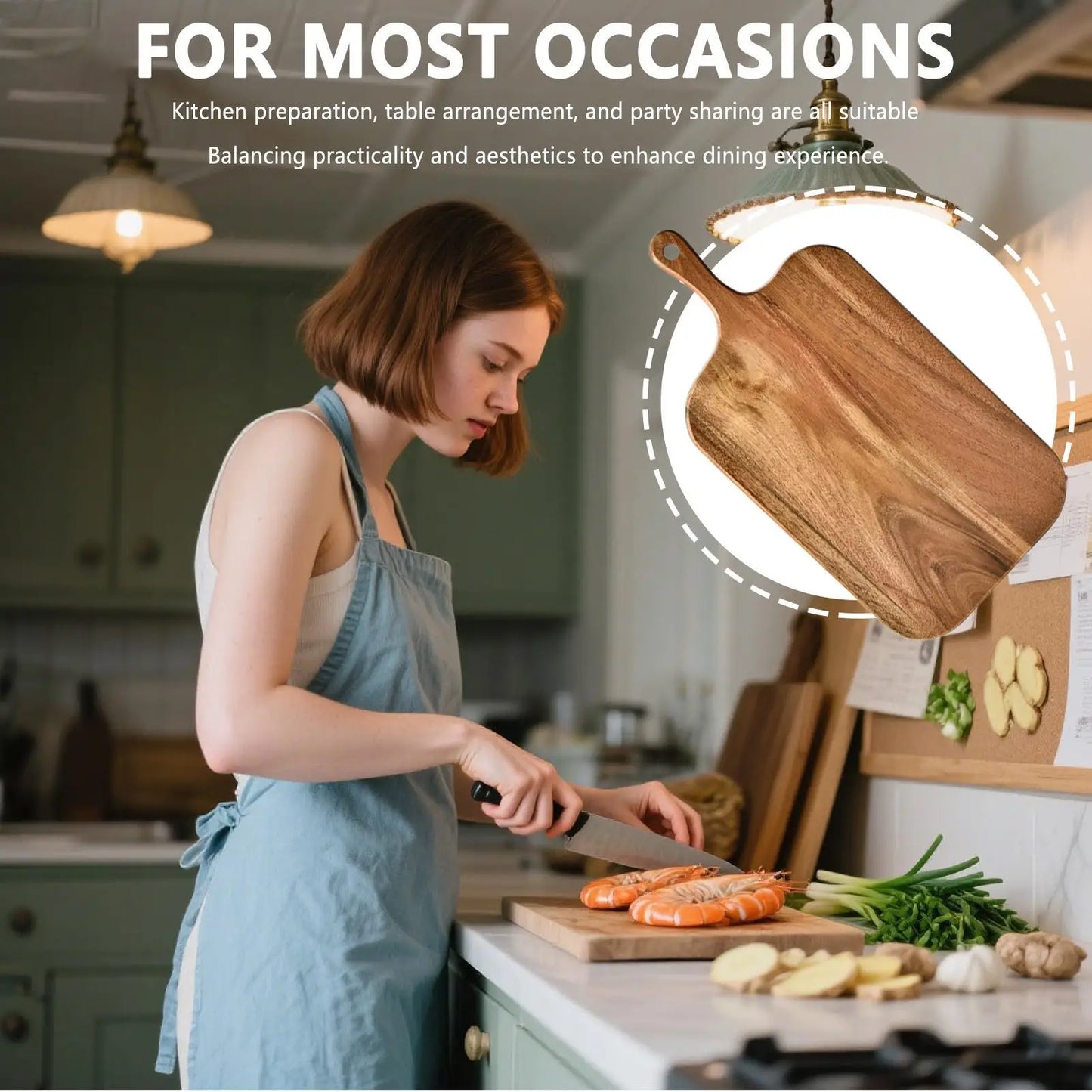 Double-Sided Wood Cutting Board with Handle | Steak & Cheese Tray
