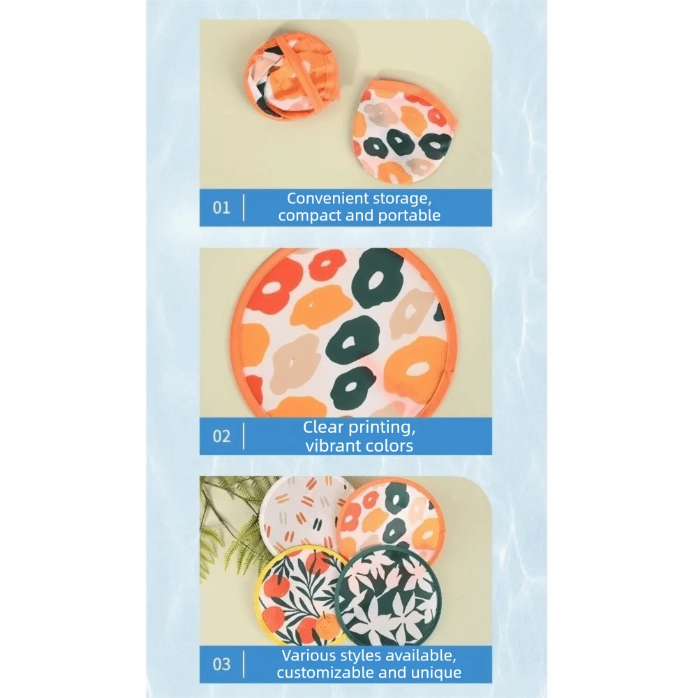 Japanese Style Portable Folding Round Fan – Colorful Mini Handheld