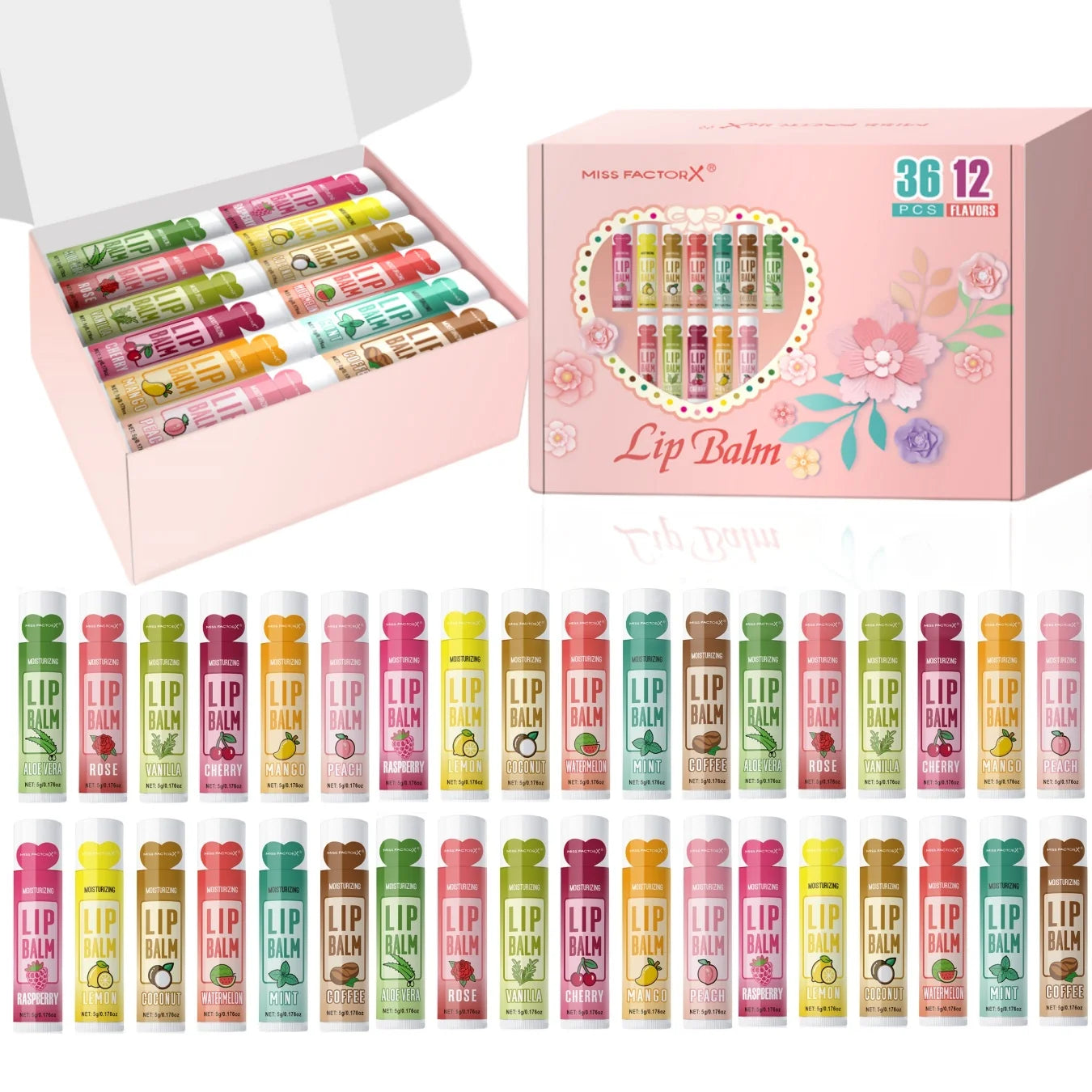 36PCS Moisturizing Lip Balm set 5g deep moisturizing and brightening lips Party gift for friends Peaceful Pleasures Health and Wellness