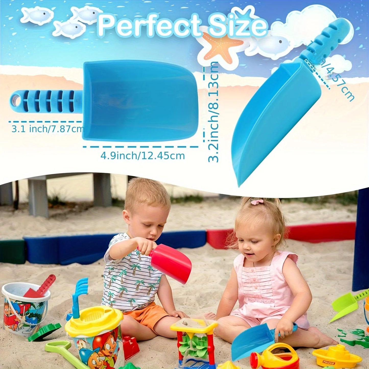 Kids Beach Sand Shovels Set – Plastic Sandbox Digging Toys