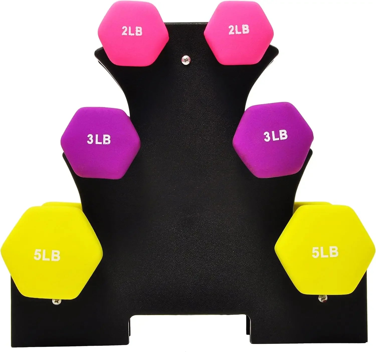6-Piece Neoprene Dumbbell Set with Stand - 2, 3 & 5 lb Peaceful Pleasures Health and Wellness