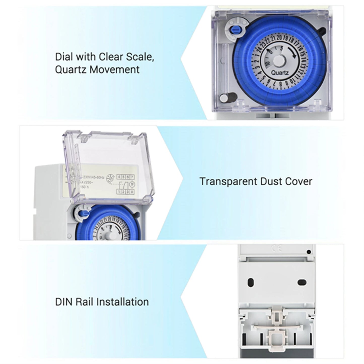 Mechanical 24 Hours Timer Switch DC 12V 30 Minutes Interval 48 Times