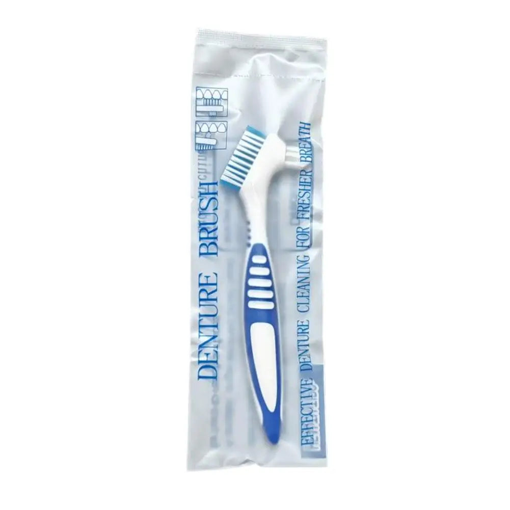 1PCS Portable Denture Toothbrush Dual-Head Zoned Design Teeth Braces Oral Cleaning for Men or Women Deticated Brush Brighting Peaceful Pleasures Health and Wellness