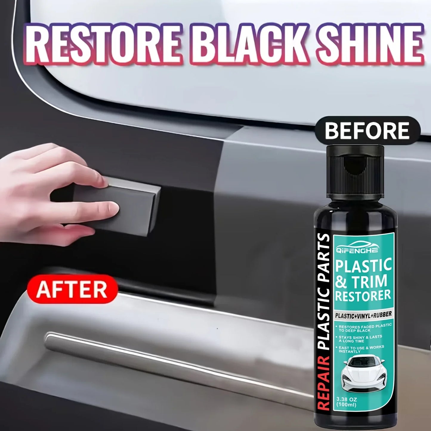 QIFENGHE Black Trim & Plastic Restorer for Cars – 100ml