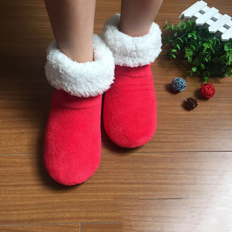 Women's Plush Sock Boots – Warm Furry Indoor Slippers