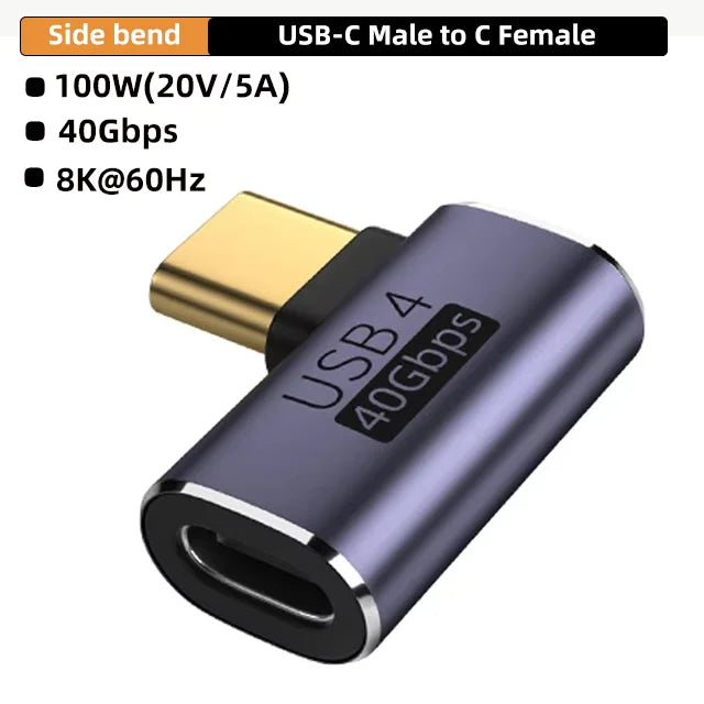 USB4 40Gbps 90° Type-C Adapter | 100W PD & 8K 60Hz