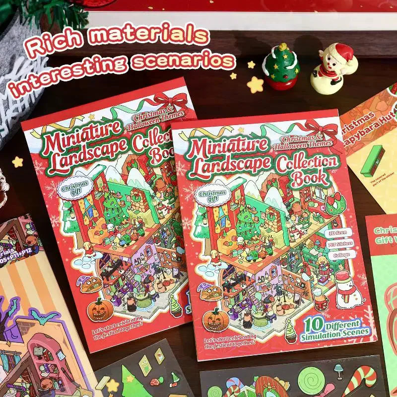 10-Pc Christmas Miniature Diorama Stickers – DIY Scrapbook Set