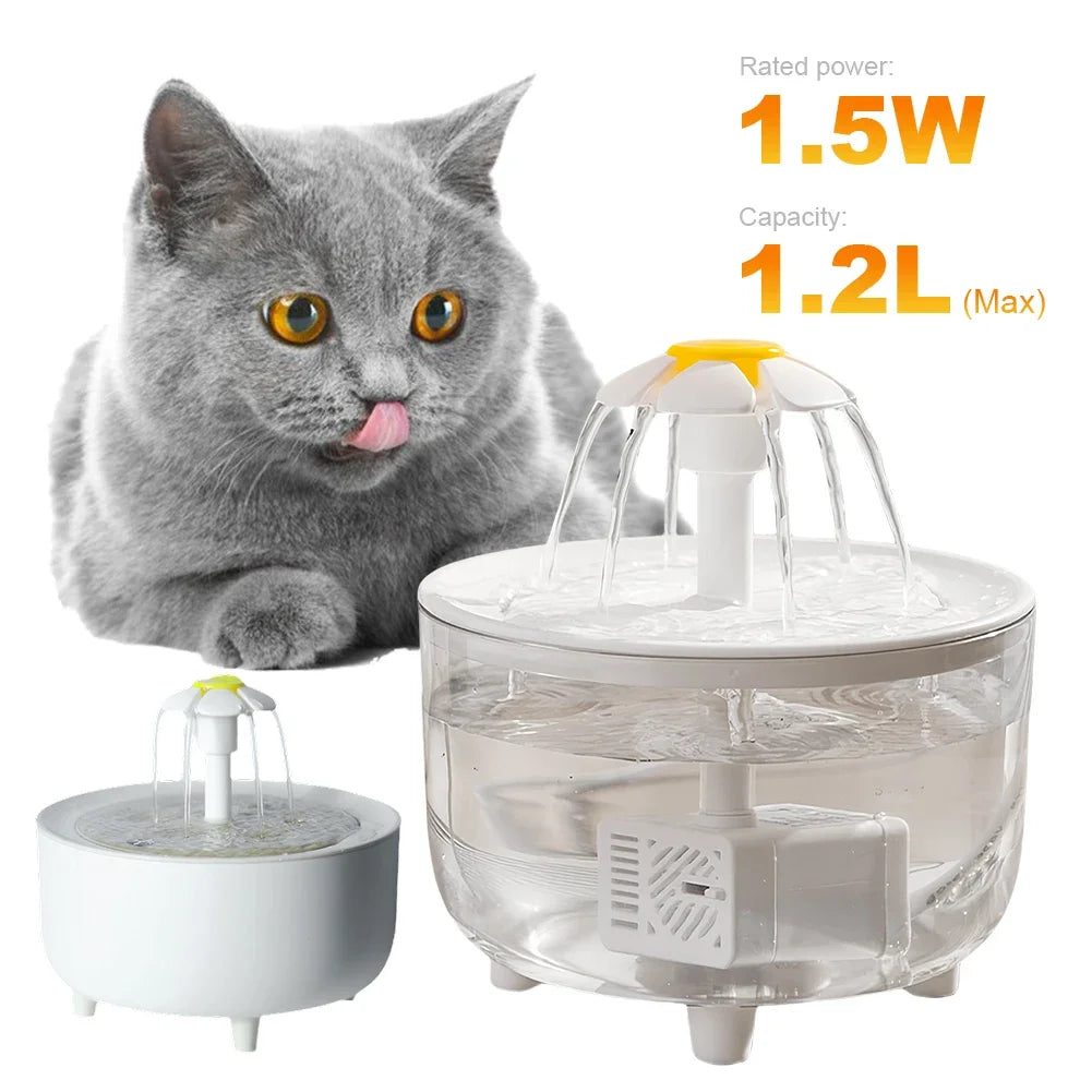 1200mL USB Auto Cat Water Fountain – Silent & Self-Filtering