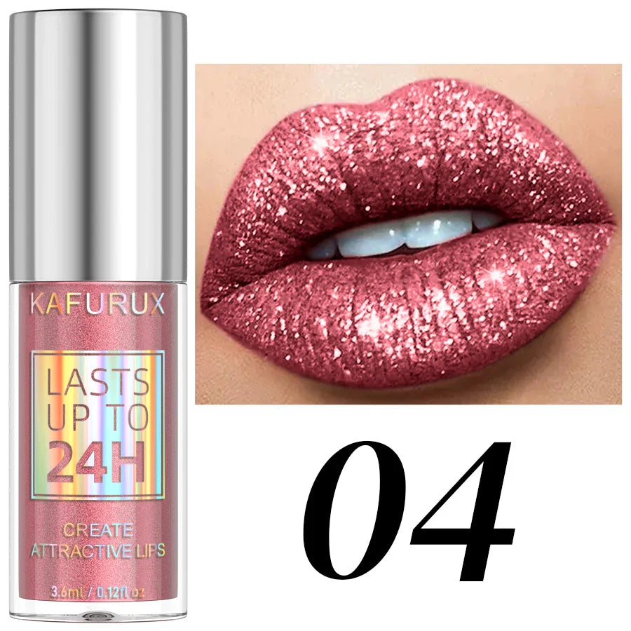KAFURUX 20-Shade Glitter Liquid Lipstick & Diamond Lip Gloss