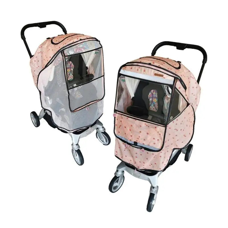 Windproof Baby Stroller Cover with Insect Net & Rain Shield