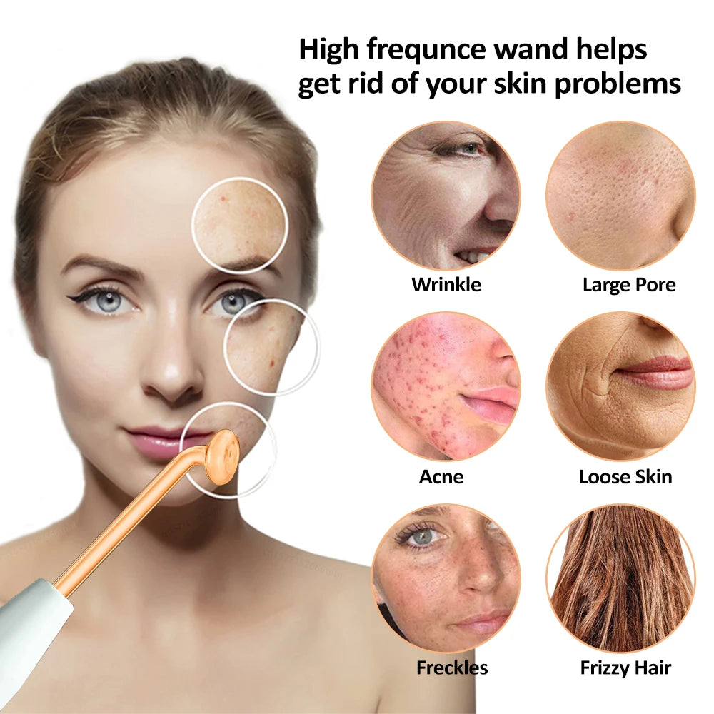 Electrotherapy Wand High Frequency Electrode Glass Tube Wand for Face Skin Tightening Machine Facial Acne Spot Wrinkles Remover Peaceful Pleasures Health and Wellness