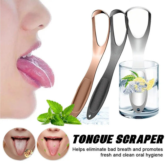 Stainless Steel Fan-Shaped Tongue Scraper for Fresh Breath Tongue Scraper Oasis Select