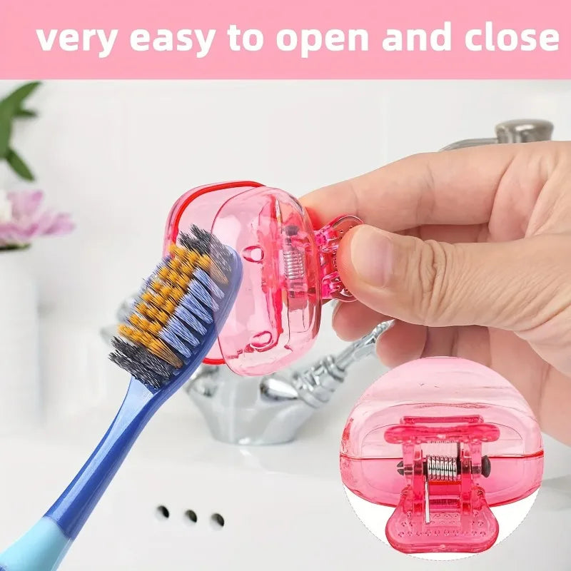 4PCS Portable Toothbrush Storage Clip Travel Essential Protective Cover - Durable Toothbrush Case for On-the-Go Hygiene Peaceful Pleasures Health and Wellness