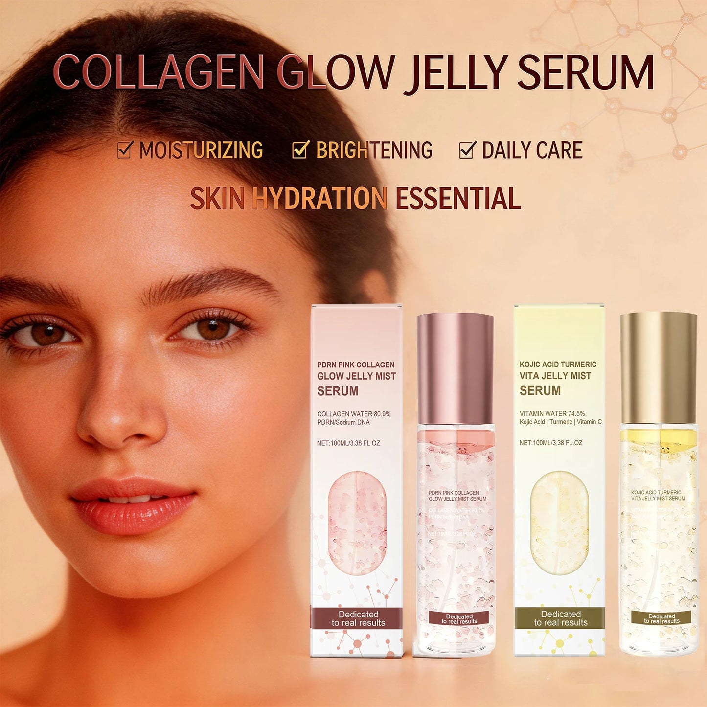 Kojic Acid Turmeric Jelly Serum for Brightening Skin Tone Antioxidant Improve Dullness Fade Acne Scars Shrink Pores Face Essence Peaceful Pleasures Health and Wellness