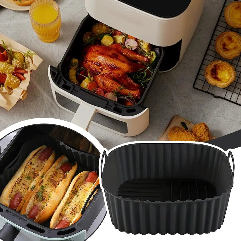 Silicone Air Fryer Liner 21cm Square Reusable Non-Stick Mat