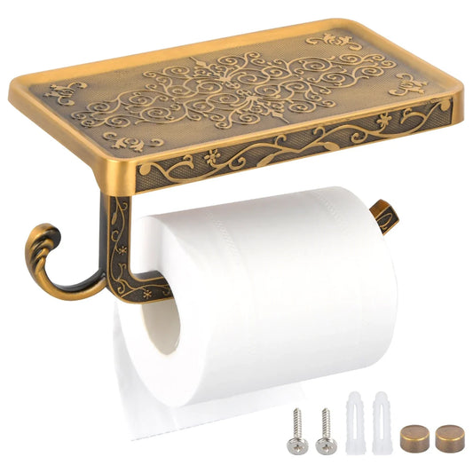 Vintage Carved Wall-Mounted Toilet Paper Holder | Space Aluminum Toilet Paper Holder Peaceful Pleasures Health and Wellness