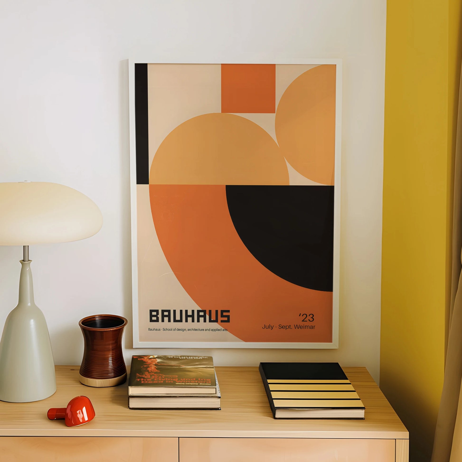 Modern Geometry Bauhaus School Orange Wall Art Prints Aluminum Frame Canvas Painting Poster Picture For Living Room Home Decor Peaceful Pleasures Health and Wellness