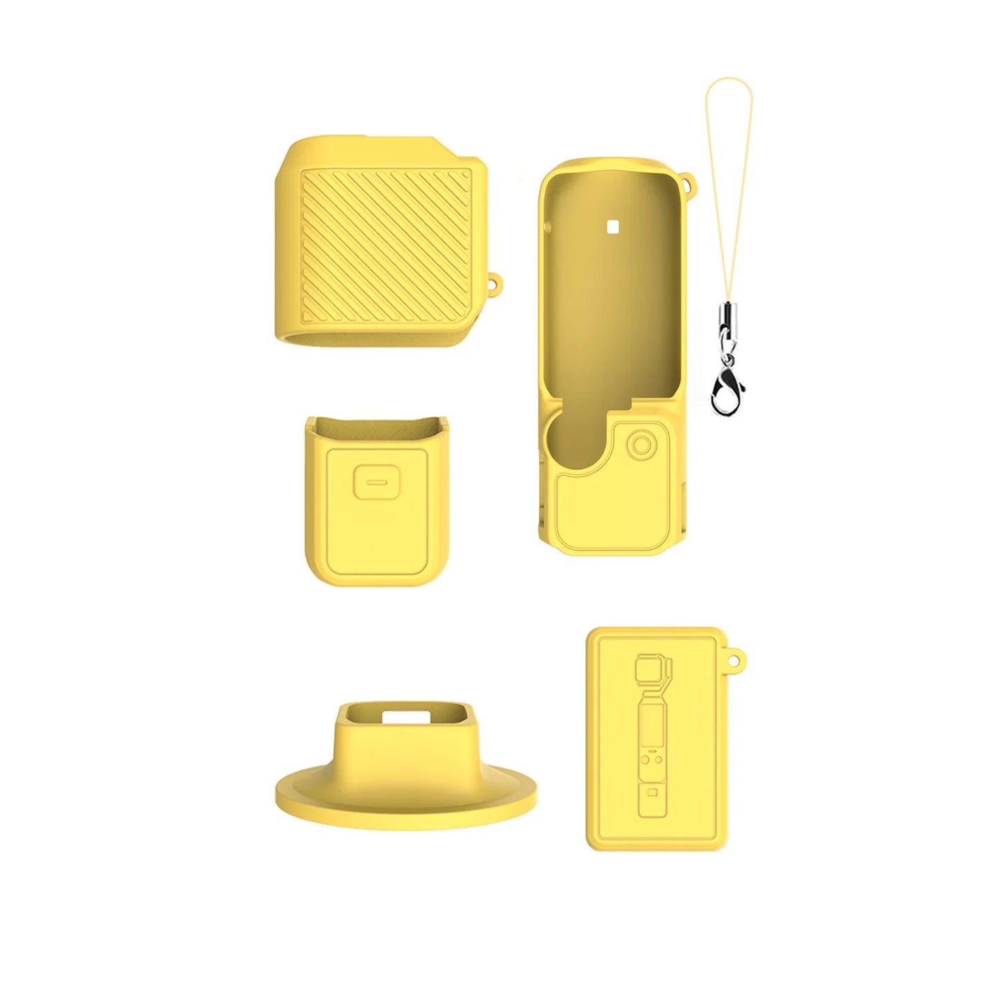 Soft Silicone Case For DJI Pocket 4 With Base Stand And Wrist Strap Thick Shockproof Cover Non-Slip Design For Secure Handling Peaceful Pleasures Health and Wellness Yellow