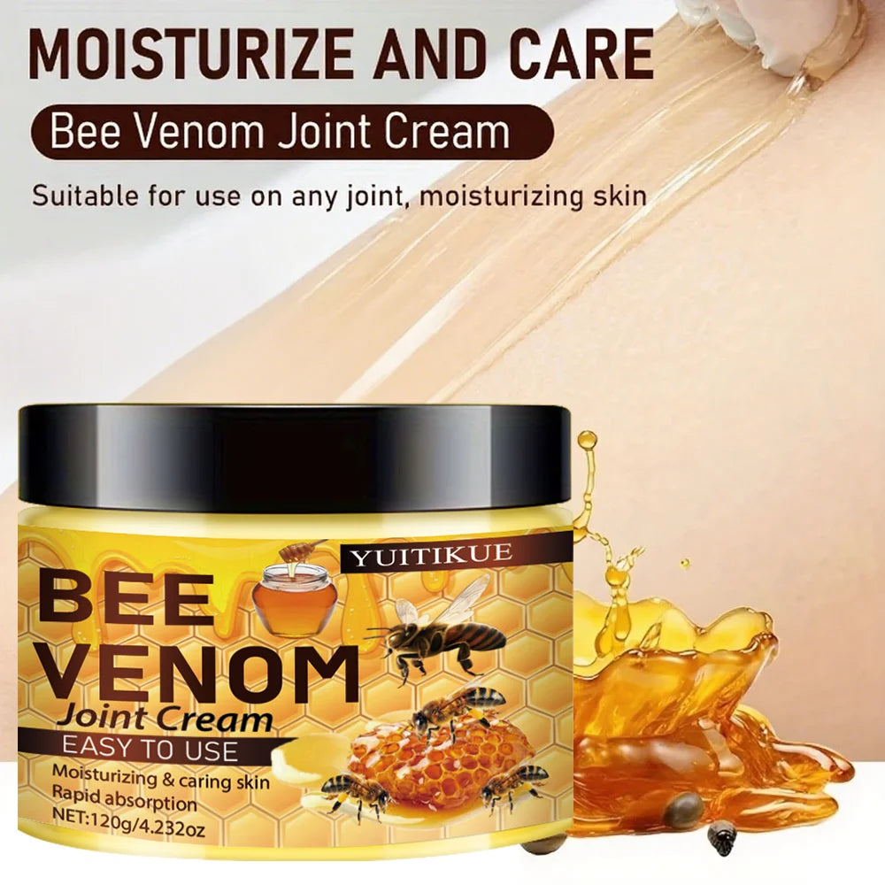 Bee Venom Joint Cream 120g Fast Absorption Non-Sticky Moisturizer for Elbows Shoulders Knees & Back Skin & Joints Care Peaceful Pleasures Health and Wellness