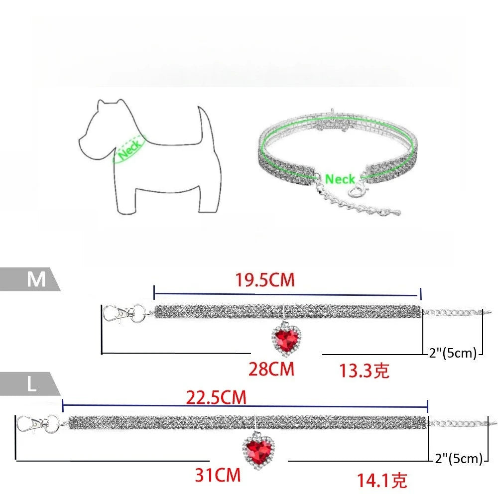 Kitten Diamante Collar Necklace for Cat Rhinestone Cute Bling Puppy Doggy Crystal Pendant Diamond Collar Pet Accessories Collar Peaceful Pleasures Health and Wellness