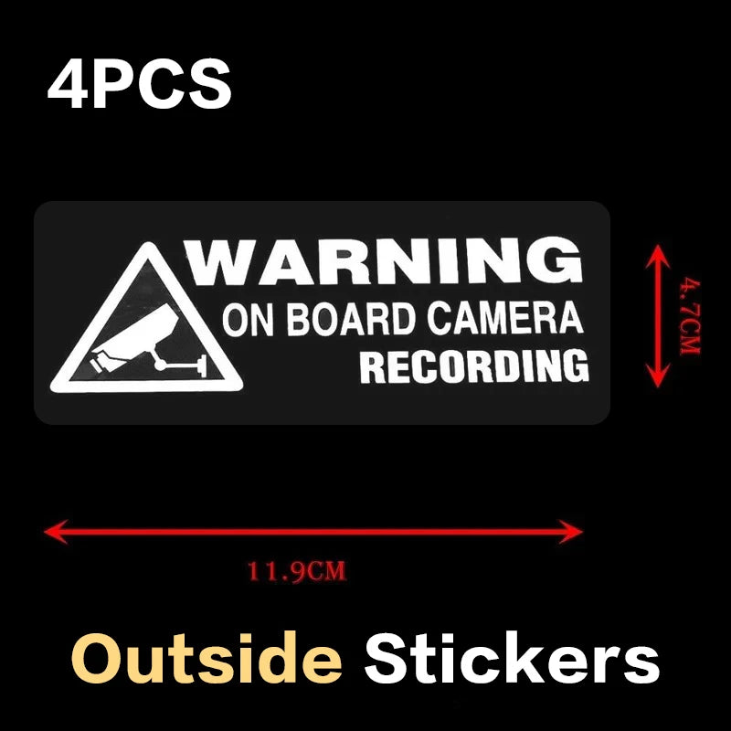 4-Pack Car Camera Recording Warning Stickers | Window Decals
