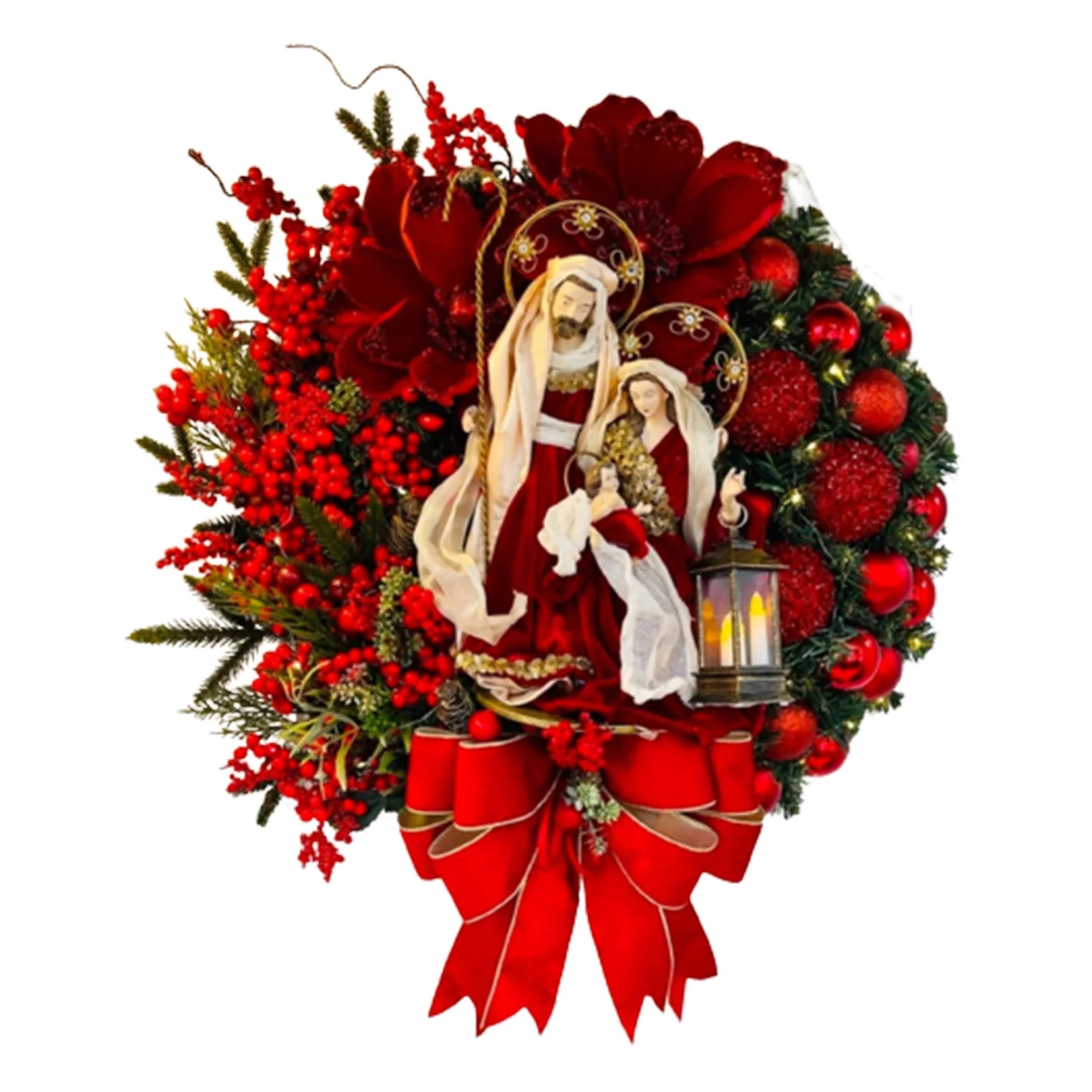 Christmas Wooden Hanging Sign Christmas Hanging Sign Sacred Xmas Wreath Decor for Front Door Window Wall Peaceful Pleasures Health and Wellness Jesus