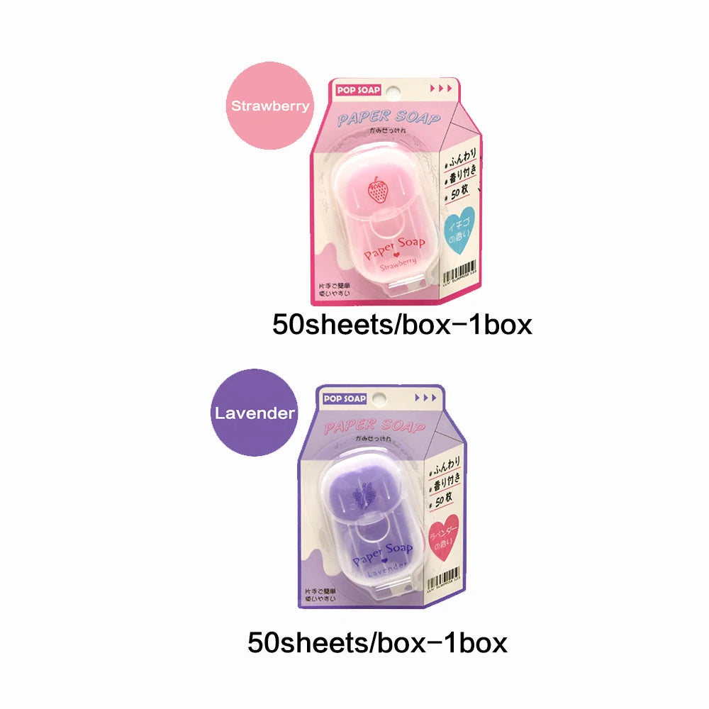 Portable Hand Soap Sheets for Travel | Dissolving Cleanser Wipes | Alcohol-Free | On-the-Go 50 sheets/box Peaceful Pleasures Health and Wellness Lavender Strawberry