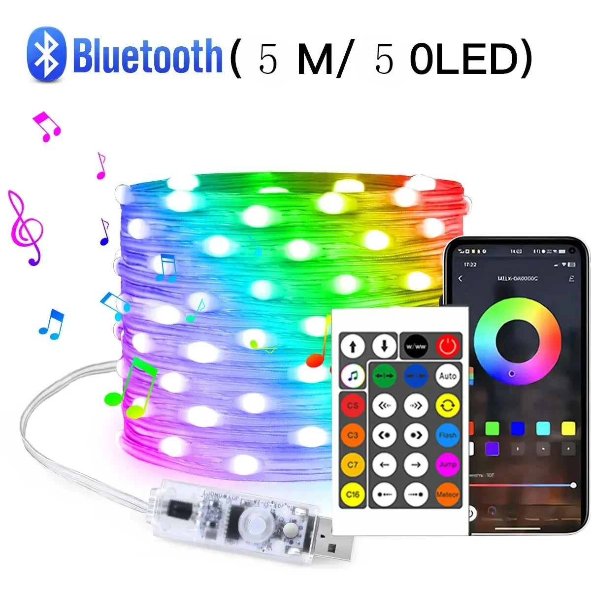 Smart Bluetooth LED Fairy Lights USB Music Sync | Party Decor