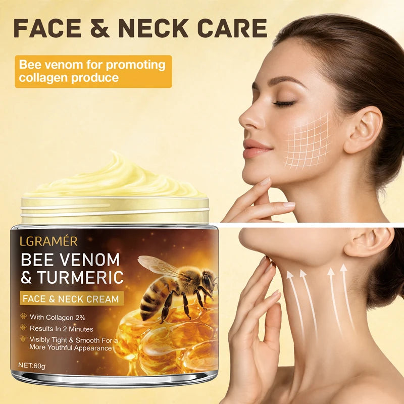 Bee Venom Facial Neck Lifting Cream Firms and Lifts Loose Skin, Smoothes Skin | Alcohol-Free, Containing Hyaluronic Acid,30g/60g Peaceful Pleasures Health and Wellness