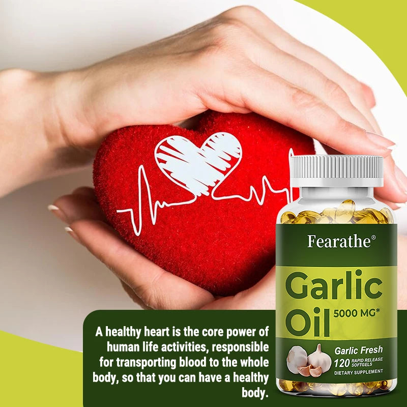 Premium Garlic Fresh 5000mg, Garlic Oil Dietary Supplement for Heart Health and Circulation Support with Antioxidant, NON-GMO Peaceful Pleasures Health and Wellness