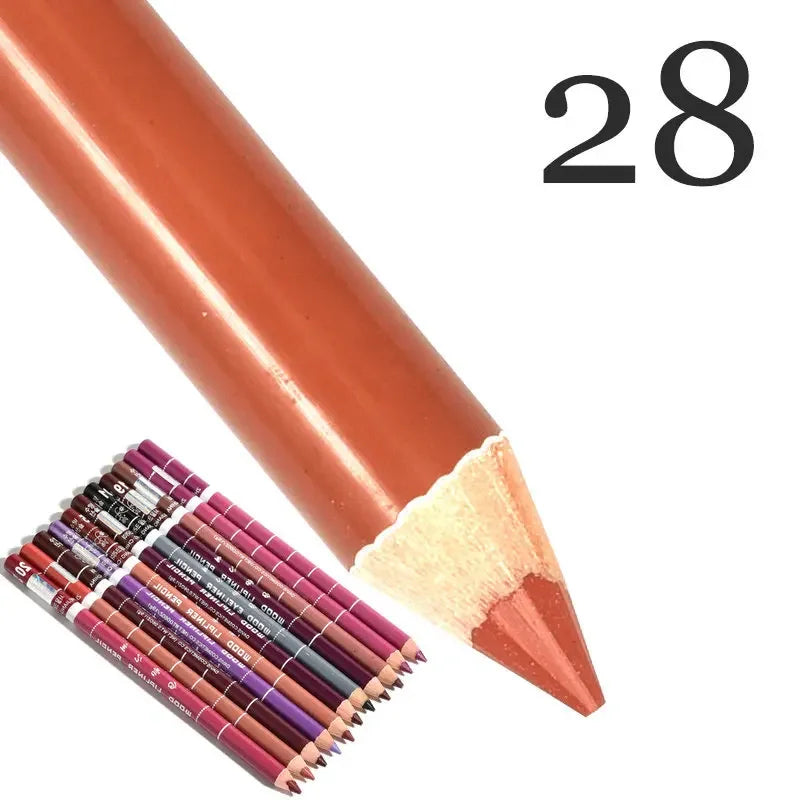 28-Color Waterproof Matte Lip Liner Pencil – Long-Lasting