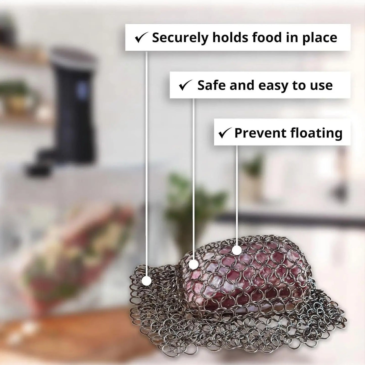 Sous Vide Sinker Weight – Stainless Steel Mesh Net 20x20cm
