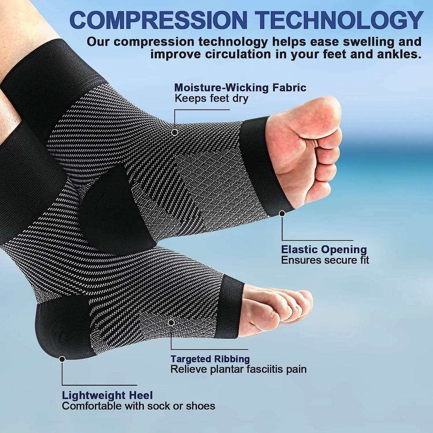 1pair Plantar Fasciitis Compression Socks,Arch Support Foot Pain Relief Ankle Brace Splint,Provide Increase Blood Circulation Peaceful Pleasures Health and Wellness