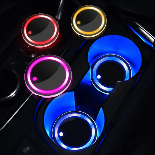 Car LED Cup Holder Light – 7 Color Rechargeable Coaster Insert Car Interior Light Oasis Select