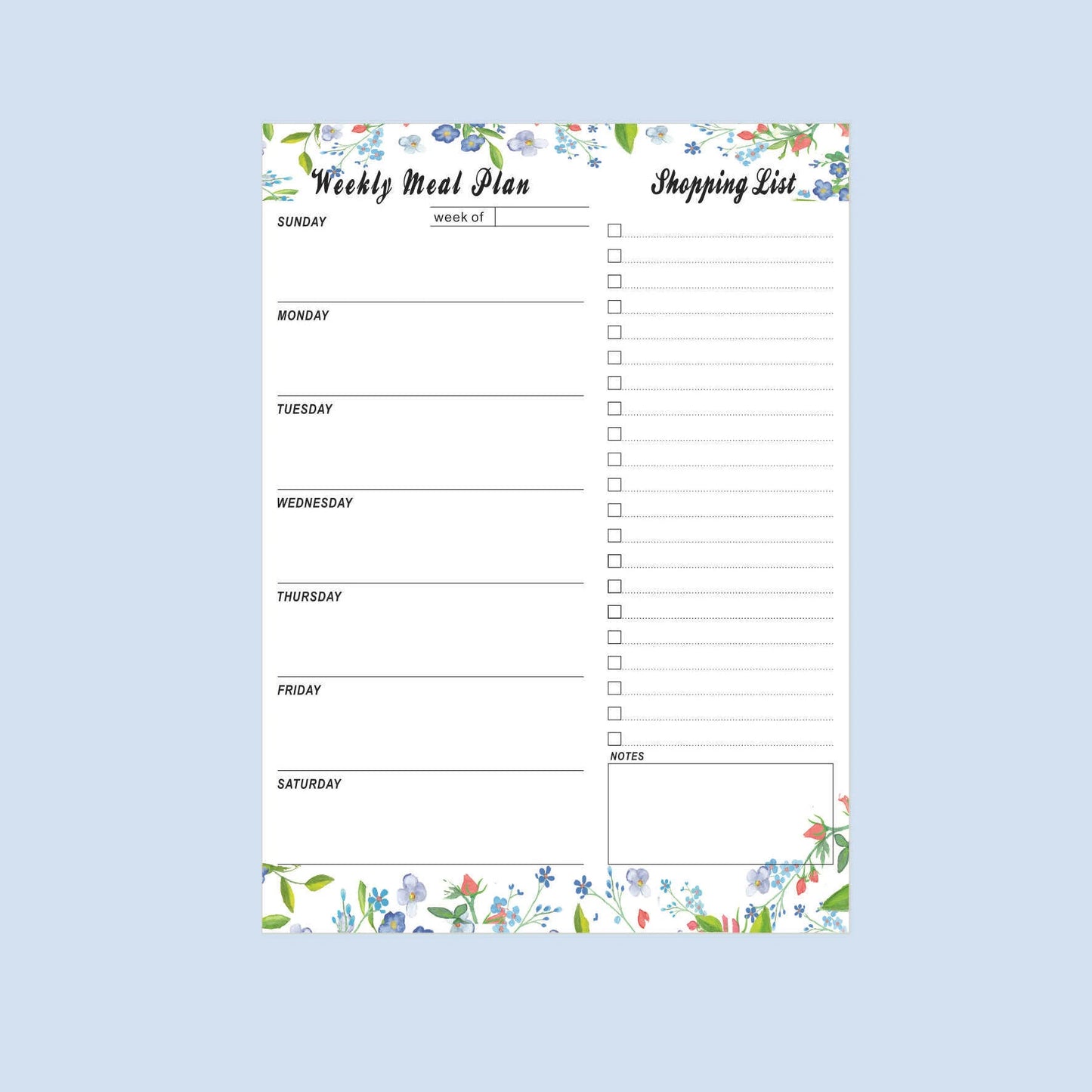 Weekly Meal Plan Food Refrigerator Sticker Magnet Peelable Shopping