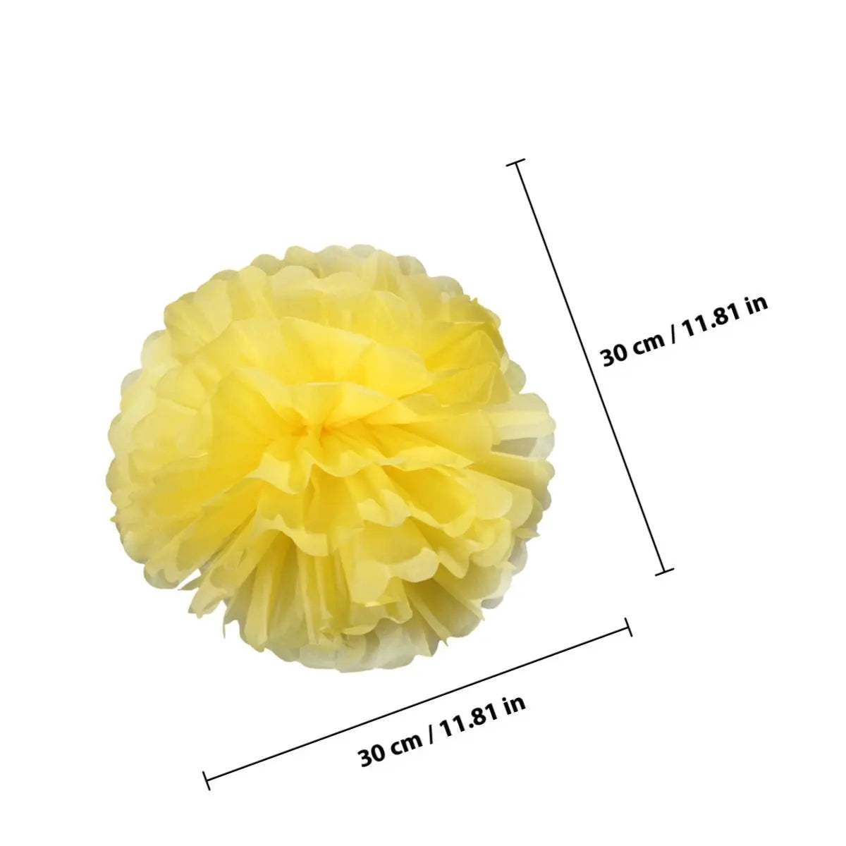 12Pcs 30Cm Exquisite Paper Flower Balls Wedding Decoration Set for Home Church Stairs Armrest Birthday Graduation Festival Peaceful Pleasures Health and Wellness Yellow