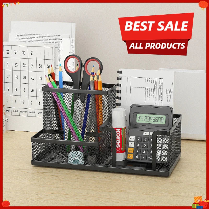 Metal Mesh Desk Pen Holder & Desktop Organizer