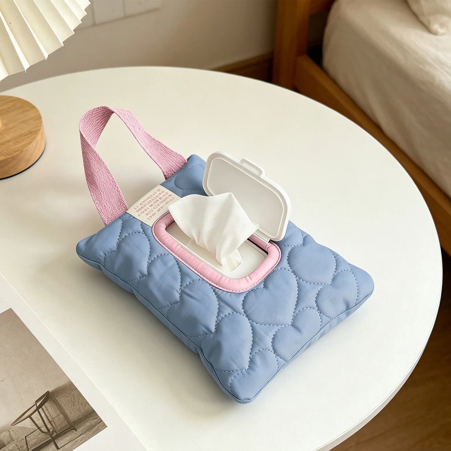 Car Tissue Box Holder Waterproof Hanging Baby Wipe Pouch for Stroller Headrest Portable Travel Paper Organizer Bag Accessory Peaceful Pleasures Health and Wellness Blue