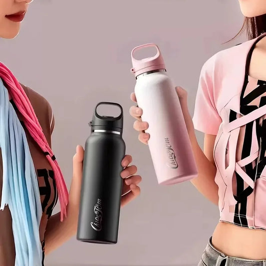 600ml Stainless Steel Vacuum Flask | One-Touch Lid Water Bottle Vacuum Insulated Flask Peaceful Pleasures Health and Wellness