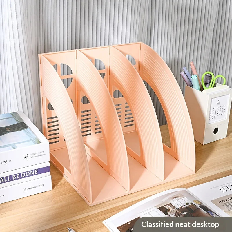 Creative Modern Muted Tones Book Stand Organizer Soft Pastel File Holder Multi Layer Learning Storage Solution Peaceful Pleasures Health and Wellness