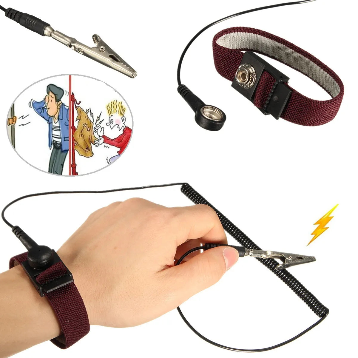 6 Feet Anti-static Bracelet Antistatic Wrist Strap Anti-ESD Chain