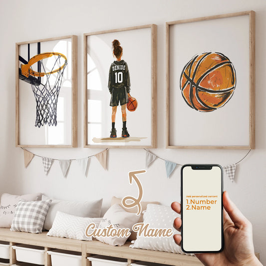Personalized Basketball Player Canvas Wall Art | 3-Piece Set Canvas Wall Art Peaceful Pleasures Health and Wellness GA-CH284-3pcs 30x40cm Unframed