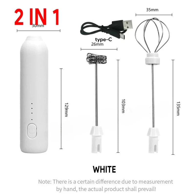 USB Rechargeable Electric Milk Frother & Egg Beater 3-Speed