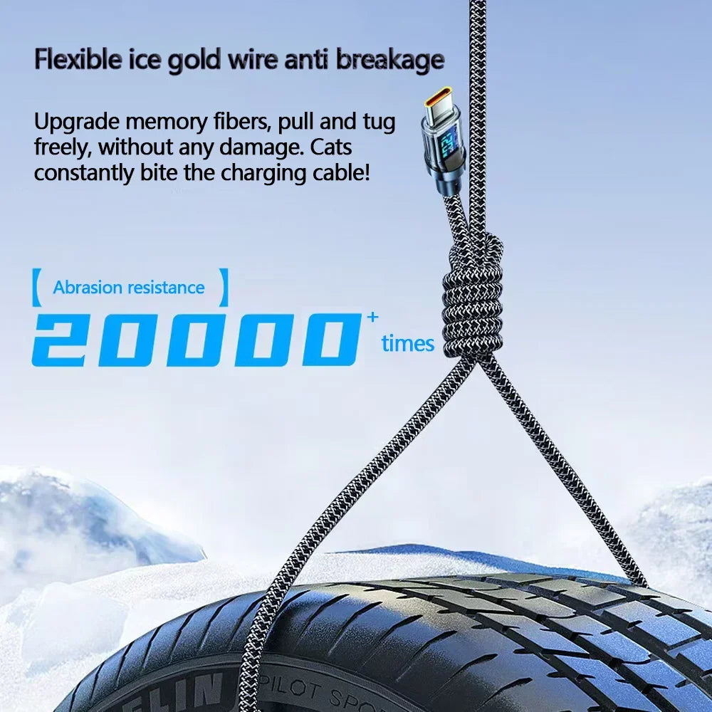 120W/100W USB-C Fast Charging Cable with LED Display Peaceful Pleasures Health and Wellness