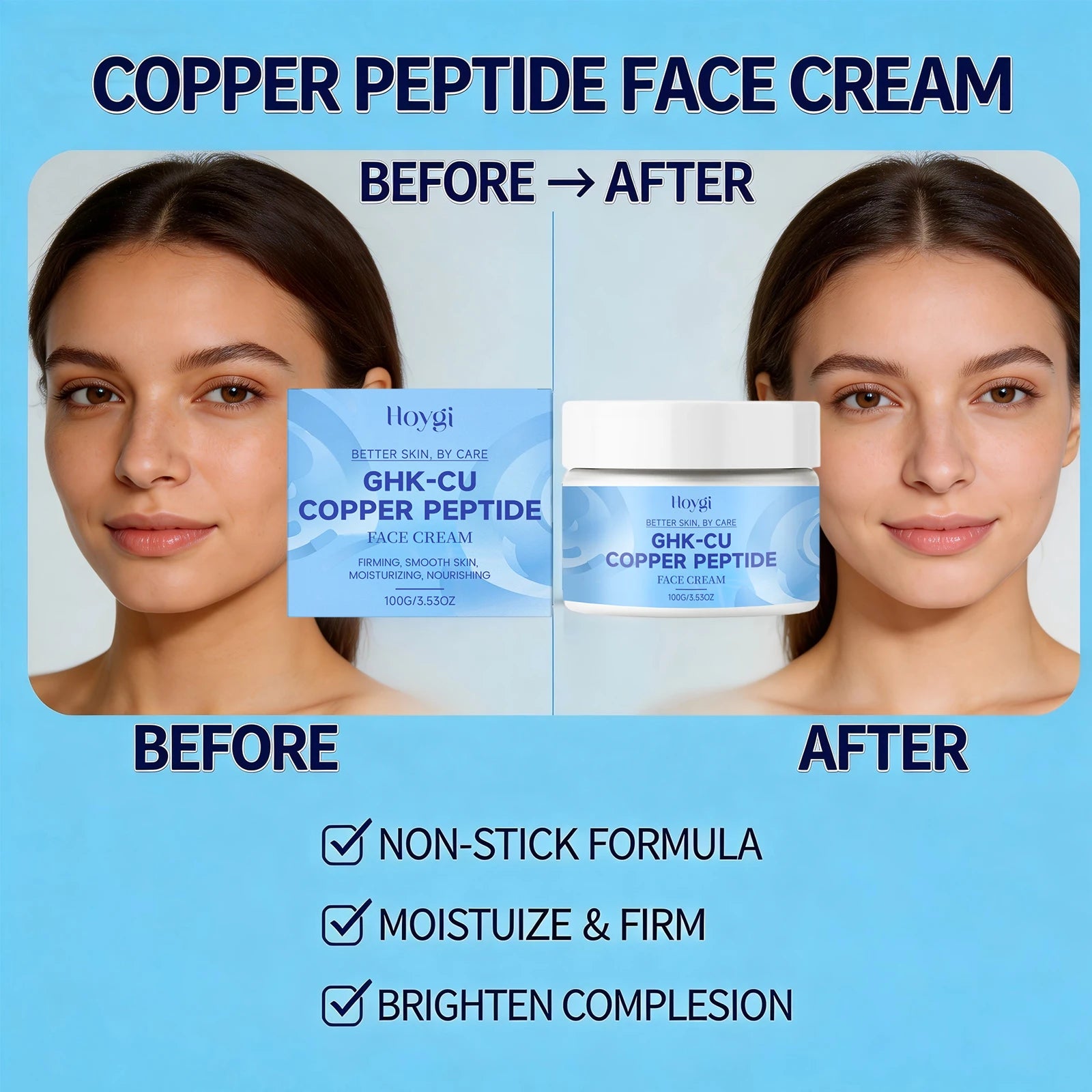 Copper Peptide Face Cream Firming Lifting Ghk-Cu Face Care Cream for Fine Lines Tightening Skin Enhance Elasticity Nourish Skin Peaceful Pleasures Health and Wellness
