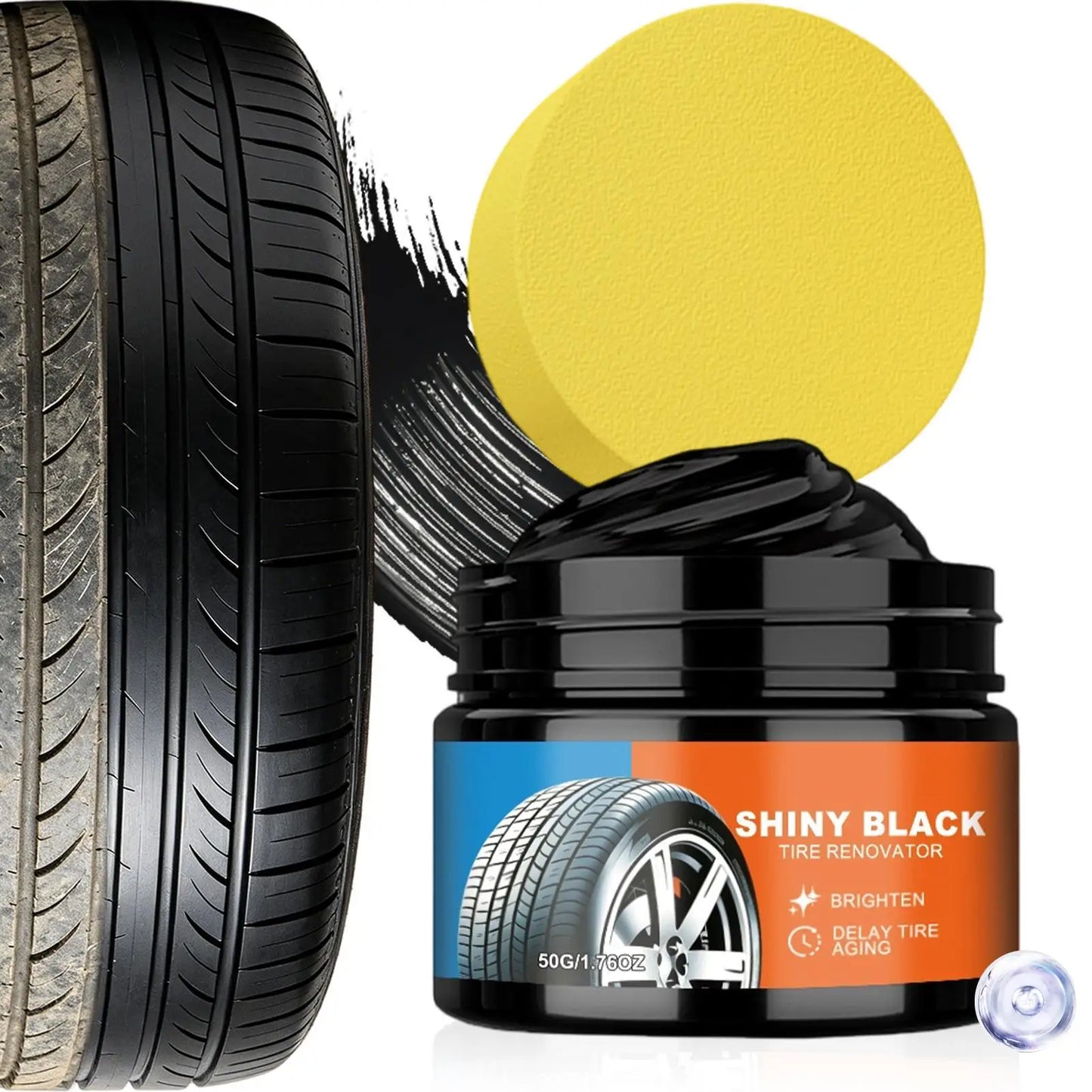 50g Tire Coating Paste Long Lasting Black Restoration Cream Deep Cleaning for Car Truck RV SUV Vehicle Garage Workshop Peaceful Pleasures Health and Wellness