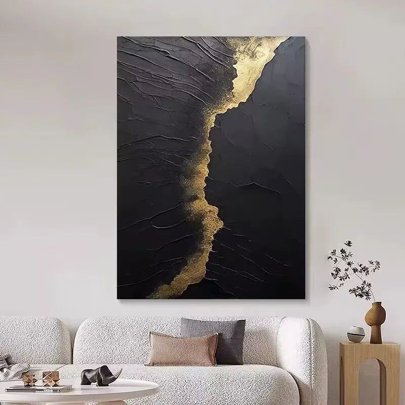 Modern Simple Abstract Black Texture Wave Hanging Painting,100% Handmade,Wall Art Decor,Living Room,Bedroom,Sofa Background Wall Peaceful Pleasures Health and Wellness