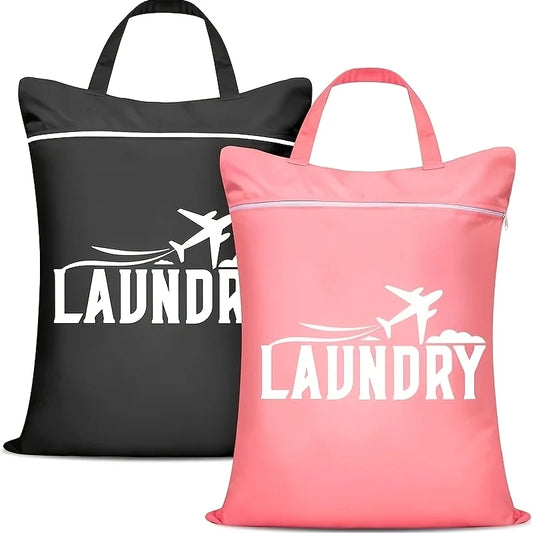 1 Travel Laundry Bag Handle Suitable Cleaning Dirty Clothes Wet Dry Peaceful Pleasures Health and Wellness
