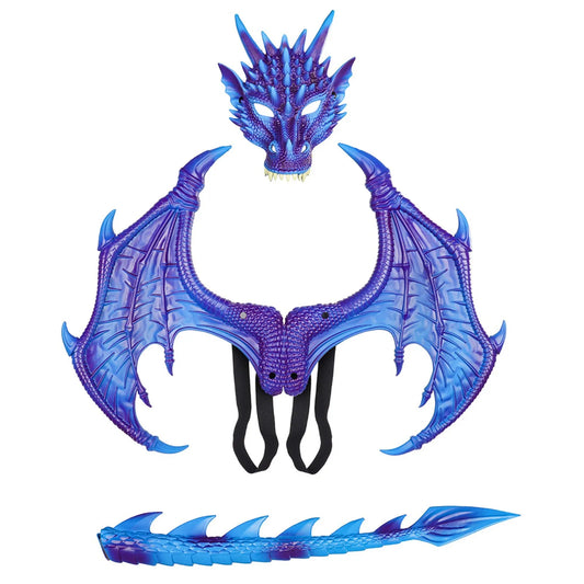 Dragon Costume Set – Mask, Wings & Tail | Kids & Adults Halloween Costume Set Peaceful Pleasures Health and Wellness Purple One Size