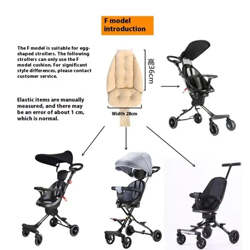 Baby Stroller Cushion Pad – Thick PP Cotton, Nonslip & Washable